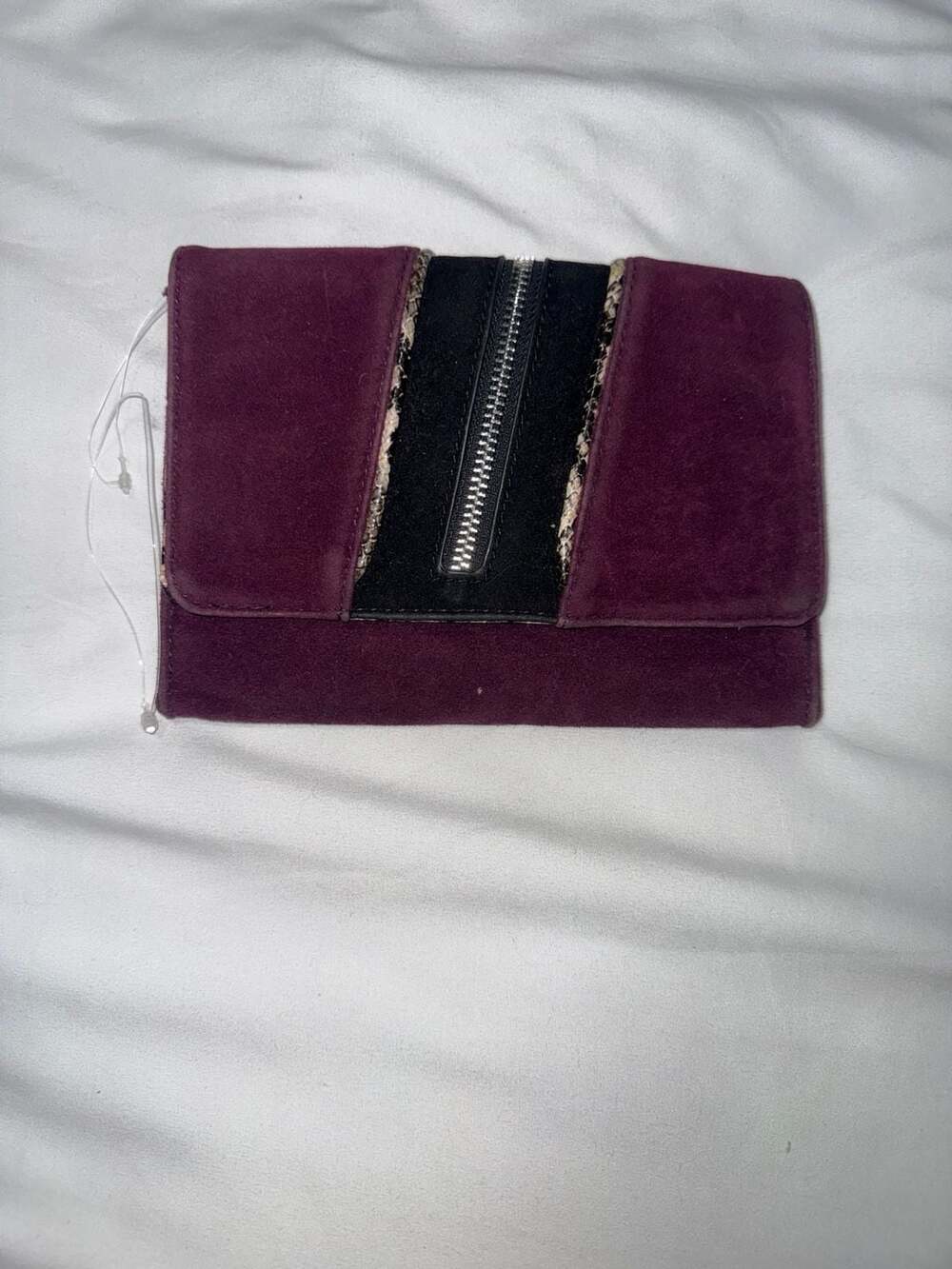 Summer & Rose Mojave Suede Clutch with Snakeskin Trim